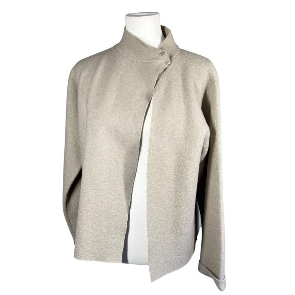 Herman Geist Vintage 100% Wool Tan Cardigan Sweater Jacket Women's Small - Picture 4 of 9